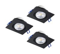 Eglo Set da 3 faretti da incasso Saliceto, spot da soffitto dimmerabili, quadrati in alluminio nero, luce calda, 8,8 x 8,8 cm