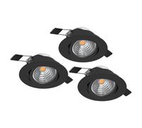 Eglo Set da 3 faretti da incasso Saliceto, spot da soffitto dimmerabili, rotondi in alluminio nero, luce neutra, Ø 8,8 cm