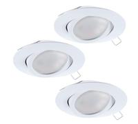 Eglo Set da 3 faretti da incasso Tedo, set di spot in fusione di alluminio bianco, 3 lampade da incasso con attacco GU10, lampadine LED incluse, spot piatto e orientabile, Ø 8 cm