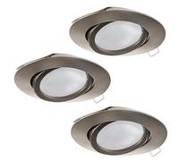 Eglo Set da 3 faretti da incasso Tedo, set di spot in pressofusione di alluminio nichel opaco, 3 lampade da incasso con attacco GU10, lampadine LED incluse, spot piatto orientabile, Ø 8 cm