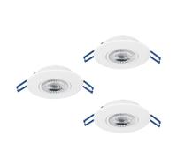 Eglo Set da 3 faretti LED da incasso Cedrez, Ø 9 cm, extra piatti, con Dip Switch, in plastica bianca, luce calda, neutra e fredda