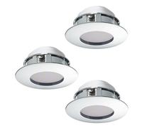 Eglo Set da 3 faretti LED da incasso Pineda, set di faretti LED in plastica, 3 lampade da incasso LED cromate, faretti LED piatti, set di faretti con luce calda, Ø 7,8 cm