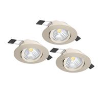 Eglo Set da 3 faretti LED da incasso Saliceto, dimmerabili, plafoniere tonde piatte, alluminio argento, luce calda, Ø 8,8 cm