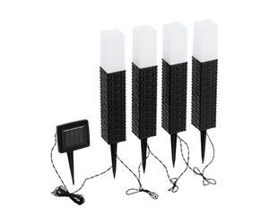 Eglo Set da 4 luci solari da giardino Z_Solar, lampade da sentiero con picchetto, lampade solari esterne, in plastica nero-bianco, luce fredda