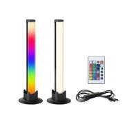 Eglo set di 2 luci LED per gaming, lampada da tavolo con effetti colorati, decorazione per stanza o festa, controllo musicale, telecomando, USB, luce bianco caldo e RGB, nero