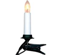 EGLO Set di 25 candele a LED per albero di Natale, con supporto, in plastica bianca, verde, bianco caldo