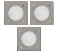 Eglo Set di 3 Faretti da Incasso per Esterni Lamedo, Rettangolari, in Acciaio Inox, 10 x 10 cm