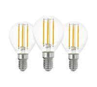Eglo set di 3 lampade LED a filamento E14, lampadina Edison trasparente, 7 watt (equivalente a 60 watt), 806 lumen, sorgente luminosa bianca calda, 2700 K, lampadina P45, Ø 4,5 cm