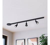 Eglo Sistema di binari ad alto voltaggio Easy Track, set espandibile con 3 faretti da soffitto, binario in alluminio e plastica nera, lampade con attacco GU10, 102 cm