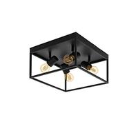 Eglo Silentina Lampada da soffitto, plafoniera a 4 luci, stile industriale in acciaio, lampada da soggiorno in nero, lampada da cucina, lampada da corridoio a soffitto con attacco E27