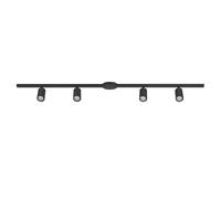 Eglo Sistema di binari ad alto voltaggio Easy Track, set espandibile con 4 faretti da soffitto, binario in alluminio e plastica nera, lampade con attacco GU10, 192,5 cm