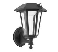 Eglo Solar lampada da parete esterna Prietta, 800 lumen, luce decorativa solare con sensore di movimento, LED vintage, plastica nera con vetro, illuminazione calda, IP44