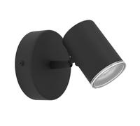 EGLO Spot Consuma 1, lampada da lettura in acciaio flessibile, lampada da parete per soggiorno e bagno, faretto da parete in acciaio nero, attacco GU10, IP44