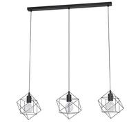 Lampadario Industrial Straiton 3 Luci Acciaio Nero