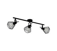 Plafoniera Industrial Tabillano 3 Luci Acciaio Nero