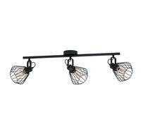 Plafoniera Industrial Tabillano 3 Luci Acciaio Nero