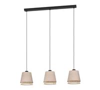Eglo Lampada a sospensione Tabley 3 luci E27 89 cm nero/naturale 43976
