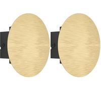 Eglo Talamello Lampada da parete a LED per interni, rotonda, illuminazione indiretta, faretto da parete corridoio e soggiorno, metallo oro spazzolato, luce bianca calda, diametro 15 cm