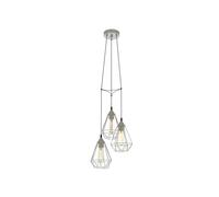 Eglo Tarbes - Lampadario a sospensione 3 luci per tavolo da pranzo, lampada soffitto in metallo di colore grigio, attacco E27, diametro 31 cm