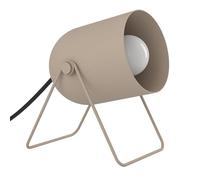 Eglo Tilston - Lampada da comodino con faretto orientabile, decorazione per la stanza, piccola tavolo in acciaio di colore sabbia, attacco E14, L 12,5 cm