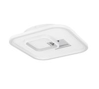 EGLO Tiriolo Lampada da soffitto a LED, plafoniera geometrica, lampada da soggiorno e corridoio in metallo e plastica di colore bianco e argento, luce bianca neutra, 38 x 38 cm