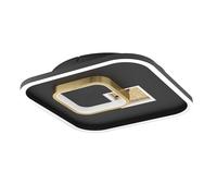 EGLO Tiriolo Lampada da soffitto a LED, plafoniera geometrica, lampada da soggiorno e corridoio in metallo e plastica di colore nero e oro, luce bianca neutra, 38 x 38 cm