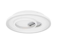 EGLO Tiriolo Lampada da soffitto a LED, plafoniera geometrica, lampada da soggiorno e corridoio in metallo e plastica di colore bianco e argento, luce bianca neutra, diametro 38 cm