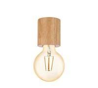 Eglo Turialdo Plafoniera da soffitto a 1 luce stile industriale, vintage, in legno e acciaio, plafoniera in colore naturale, nero, plafoniera con attacco E27