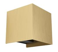 EGLO Valmontone Lampada da parete a LED per interni, a forma di cubo, illuminazione indiretta in alto e in basso, per camera da letto e soggiorno, metallo color ottone, luce bianca calda, 10 x 10 cm