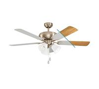 Eglo Ventilatore da soffitto Las Palmas, ventilatore a cinque pale con luce, pale reversibili in legno laminato bianco o argento, corpo in acciaio nichel satinato, motore AC, Ø 132cm