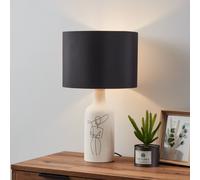 EGLO Vinoza da tavolo, base bianca, paralume nero EGLO