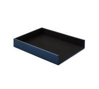 Eglooh - Atena - Porta Documenti Ufficio Scrivania in Vera Pelle Blu - Vaschetta Portadocumenti Formato A4, Portalettere - cm 32 x 24,2 x H.5 - Interamente Made in Italy