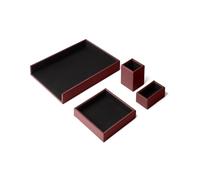 Eglooh - Atena - Set Scrivania in Vera Pelle Rosso Bordeaux - Set Accessori Ufficio Formato da 4 Pezzi: Svuotatasche, Portapenne, Porta Documenti, Porta Biglietti da Visita - Made in Italy