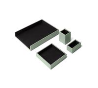 Eglooh - Atena - Set Scrivania in Vera Pelle Verde Salvia - Set Accessori Ufficio Formato da 4 Pezzi: Svuotatasche, Portapenne, Porta Documenti, Porta Biglietti da Visita - Made in Italy