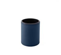 Portapenne in Pelle Blu per Scrivania - Design Rotondo Cuciture Artigianali