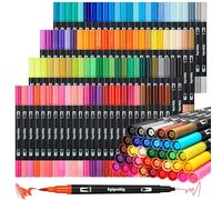 Eglyenlky Marcatori da colorare per adulti da a doppia punta con pennello, 100 colori per adulti a base d'acqua per disegnare scrittura calligrafia da colorare