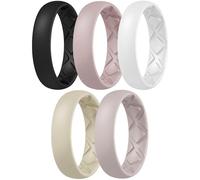 Egnaro Anello in silicone ergonomico traspirante ad arco interno, anelli da donna con mezze misure, fede nuziale da donna in silicone, larghezza 5,5 mm, spessore 2 mm, 6.5-7, gomma siliconica, Nessuna