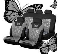 EGNIAN 9Pcs Protezione Sedile Auto per Kia Picanto 5-door JA TA SA 2004-2016 2017 2018 2019 2020 2021 2022 2023 2024,Impermeabile Set Fodere Anteriori E Posteriori,Copri Sedili Auto,Grey