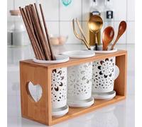 EGNIAN Portaposate Scolaposate,Ceramica Portaposate Pratico- per Il lavello della Porta Posate,Bacchette,cucchiai,spatole,scolapiatti da Cucina con Scomparto Staccabile on Base Drenante