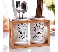 EGNIAN Portaposate Scolaposate,Ceramica Portaposate Pratico- portaposate per Il lavello della Porta Posate,Bacchette,cucchiai,spatole,scolapiatti da Cucina con Scomparto Staccabile