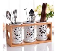 EGNIAN Portaposate Scolaposate,Ceramica Portaposate Pratico- portaposate per Il lavello della Porta Posate,Bacchette,cucchiai,spatole,scolapiatti da Cucina con Scomparto Staccabile