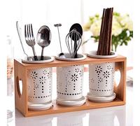 EGNIAN Portaposate Scolaposate,Ceramica Portaposate Pratico- portaposate per Il lavello della Porta Posate,Bacchette,cucchiai,spatole,scolapiatti da Cucina con Scomparto Staccabile