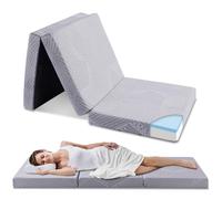 EGO HOME Materasso pieghevole, 75 x 195 cm, altezza 10 cm, pieghevole, grado di durezza H3, materasso da viaggio, materasso pieghevole in schiuma visco, 3 pezzi, per viaggi, campeggio, pavimento,