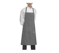 EGOCHEF Grembiule con pettorina e tascone 100% cotone (NEW GREY STRIPE-GESSATO)