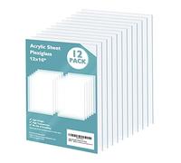 Egofine Fogli di plexiglass in acrilico, 12 pezzi, spessore 0,04 cm, in plastica trasparente pressofusa trasparente per progetti di artigianato, vetro di ricambio, display fai da te, facile da tagliare