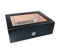 EGOIST - Humidor Cofanetto Premium I Capacità 25 Sigari I In Legno I Coperchio In Vetro I Sistema Di Umidificazione Interno I Design Elegante - Nero