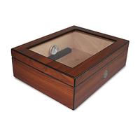 EGOIST - Humidor Cofanetto Premium I Capacità 25 Sigari I Umidificatore Con Ignometro Interno I In Legno I Finestrina In Vetro I Elegante - Marrone
