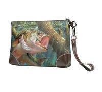 EgoMed Amo da salto per pesce persico,Borsa da polso in pelle PU, pochette da donna con cerniera, portafoglio e cinturino da polso