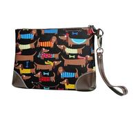 EgoMed Amo i miei cani bassotti,Borsa da polso in pelle PU, pochette da donna con cerniera, portafoglio e cinturino da polso