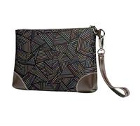 EgoMed Arcobaleno lineare geometrico stampato in 3D,Borsa da polso in pelle PU, pochette da donna con cerniera, portafoglio e cinturino da polso